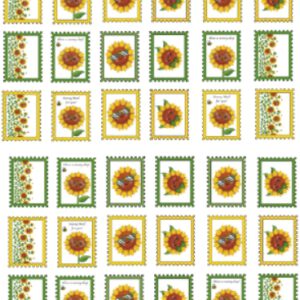 postzegel sticker zonnebloem